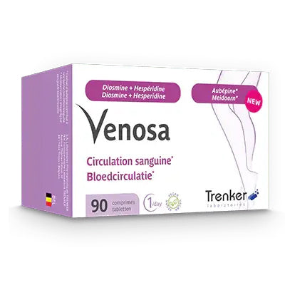 • Venosa Trenker tabletten 90 stuks verpakking
• diosmine hesperidine flavonoïden supplement Venosa
• meidoorn extract Trenker Venosa tabletten pot
• flavonoïden complex Venosa supplement doos