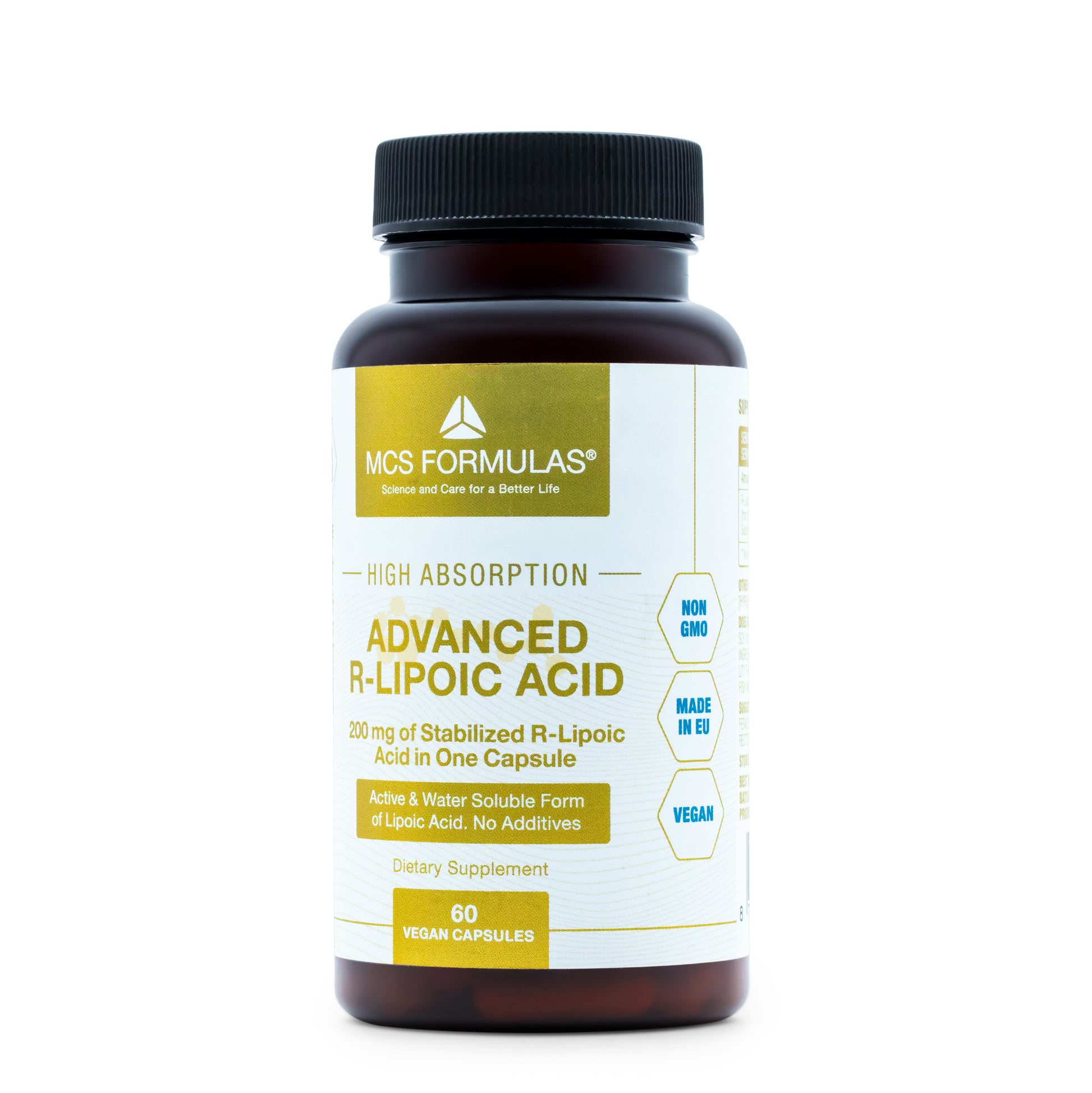•	Advanced R-Lipoic Acid MCS Formulas vegan capsules pot 
•	R-alfa-liponzuur 200 mg capsules pot 60 stuks 
