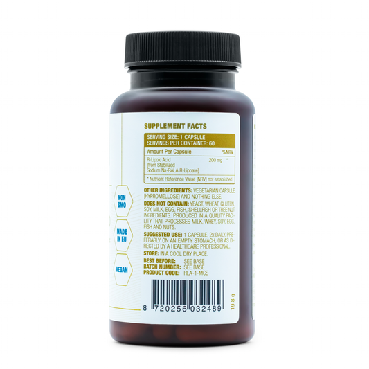 •	MCS Formulas R-ALA Bio-Enhanced vegan capsules pot 
•	vegan R-lipoic acid capsules pot 60 stuks