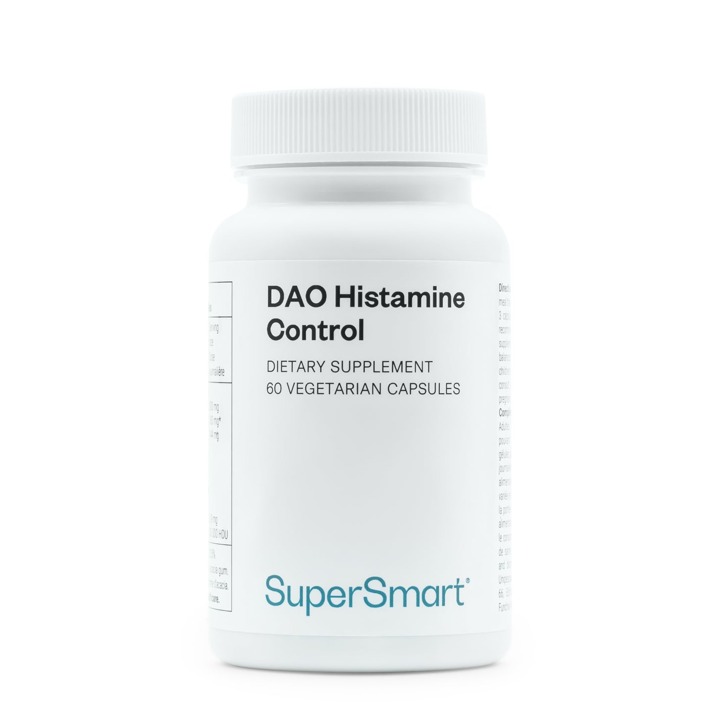 •	DAO Histamine Control SuperSmart capsules pot 60 stuks 
•	DAO enzym supplement diamine oxidase capsules SuperSmart pot 
•	SuperSmart DAO Histamine Control plantaardige capsules pot 
•	histamine enzym quercetine vitamine C capsules pot 60 stuks 