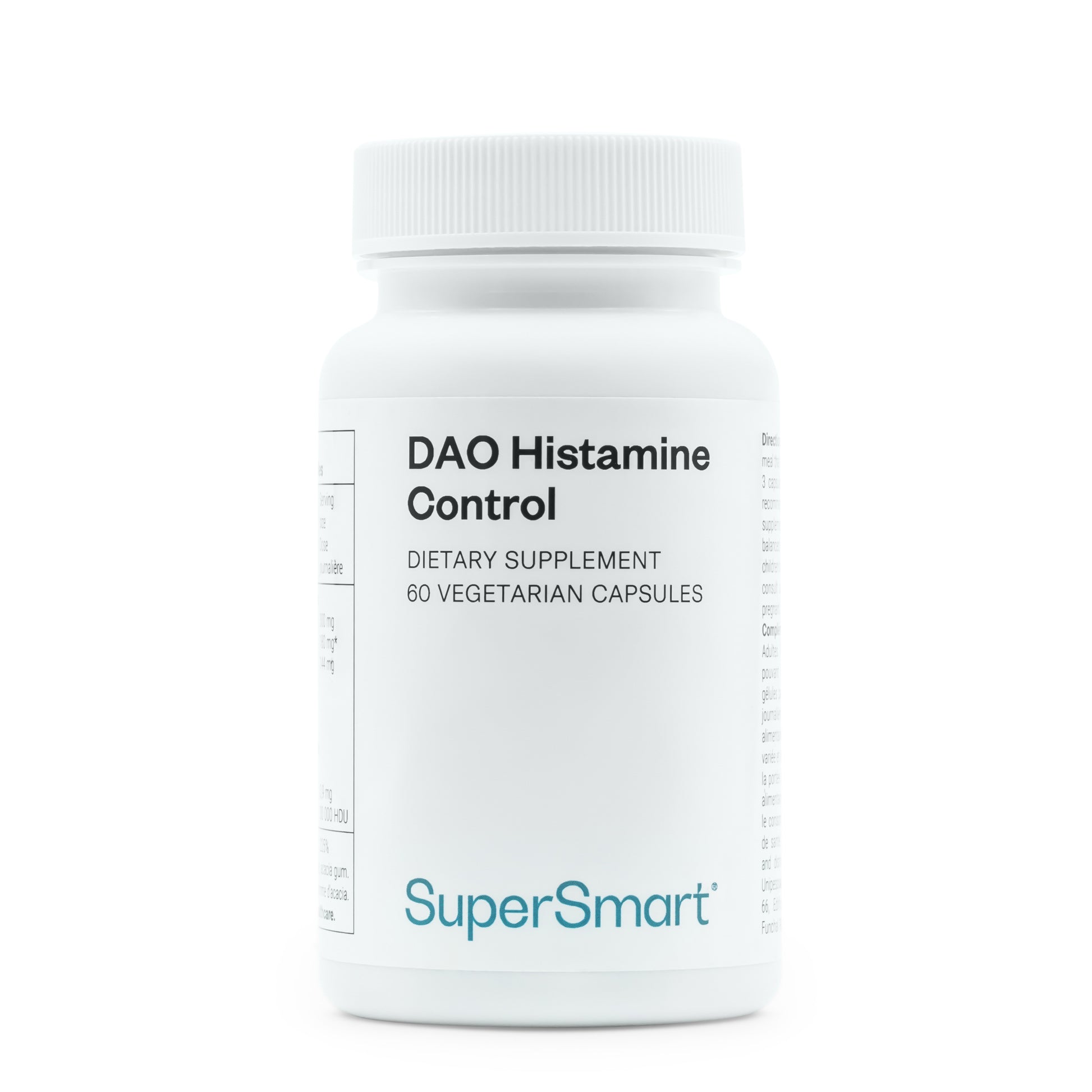 •	DAO Histamine Control SuperSmart capsules pot 60 stuks 
•	DAO enzym supplement diamine oxidase capsules SuperSmart pot 
•	SuperSmart DAO Histamine Control plantaardige capsules pot 
•	histamine enzym quercetine vitamine C capsules pot 60 stuks 
