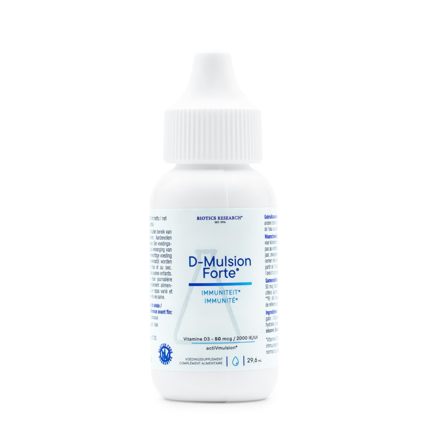 •	D-Mulsion Forte Biotics Research vloeibare druppelfles 
•	vitamine D3 druppels Biotics Research supplement fles 
•	D-Mulsion Forte verpakking vitamine D3 druppels 
•	vloeibaar vitamine D3 supplement druppelfles Biotics Research 