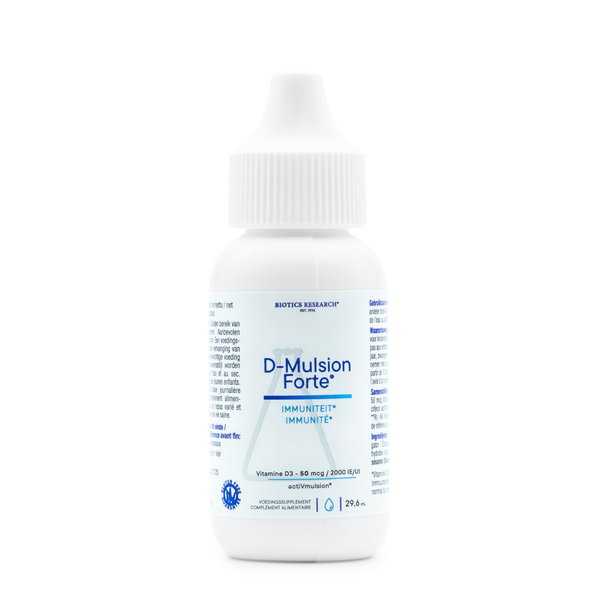 •	D-Mulsion Forte Biotics Research vloeibare druppelfles 
•	vitamine D3 druppels Biotics Research supplement fles 
•	D-Mulsion Forte verpakking vitamine D3 druppels 
•	vloeibaar vitamine D3 supplement druppelfles Biotics Research 