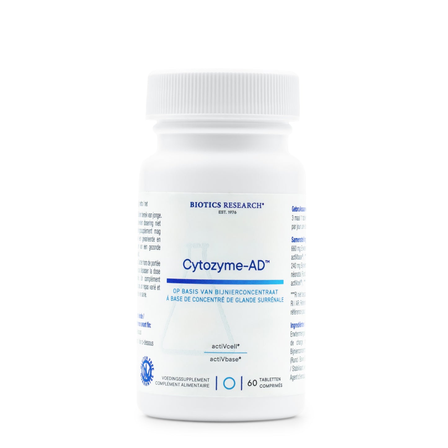 •	Cytozyme-AD Biotics Research tabletten pot 60 stuks 
•	actiVcell Cytozyme AD supplement tabletten Biotics Research pot 
•	Biotics Research Cytozyme-AD plantaardige tabletten pot 
•	supplement tabletten met erwtenmengsel en bijnierconcentraat pot