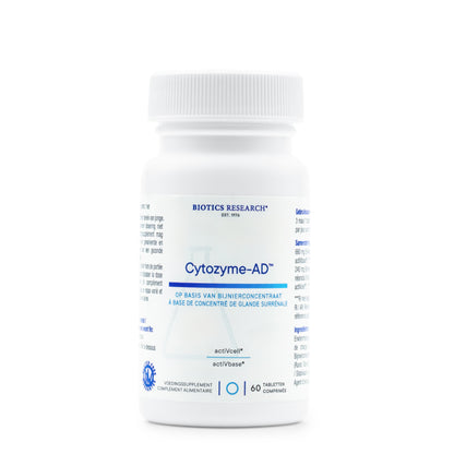 •	Cytozyme-AD Biotics Research tabletten pot 60 stuks 
•	actiVcell Cytozyme AD supplement tabletten Biotics Research pot 
•	Biotics Research Cytozyme-AD plantaardige tabletten pot 
•	supplement tabletten met erwtenmengsel en bijnierconcentraat pot