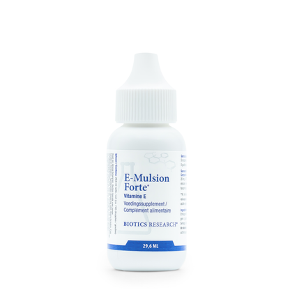 •	E-Mulsion Forte Biotics Research vloeibare druppelfles 
•	vitamine E druppels Biotics Research supplement fles 
•	E-Mulsion Forte verpakking vitamine E druppels 
•	vloeibaar vitamine E supplement druppelfles Biotics Research