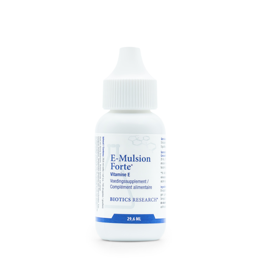•	E-Mulsion Forte Biotics Research vloeibare druppelfles 
•	vitamine E druppels Biotics Research supplement fles 
•	E-Mulsion Forte verpakking vitamine E druppels 
•	vloeibaar vitamine E supplement druppelfles Biotics Research