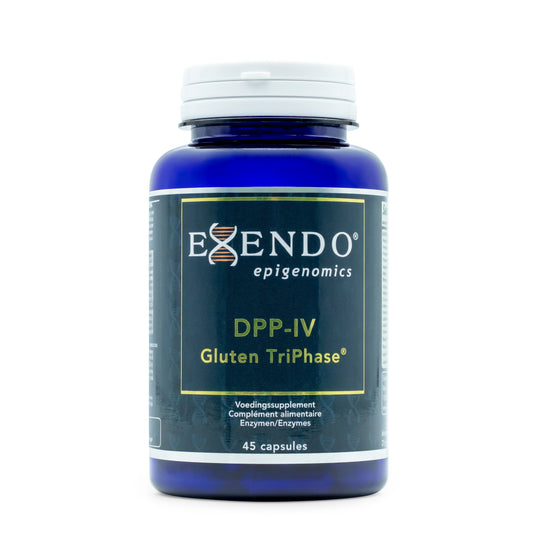 •	DPP-IV Gluten Tri-Phase Exendo Epigenomics capsule pot 
•	enzymen en probiotica supplement capsules Exendo Epigenomics 
•	DPP-IV enzym formule gluten capsules verpakking 
•	Lactobacillus rhamnosus GG probiotic enzym supplement pot