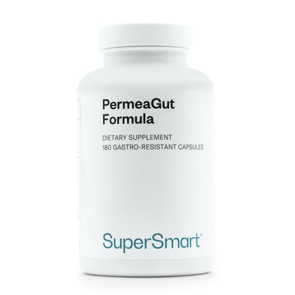 • PermeaGut Formula SuperSmart capsules pot 180 stuks
• L-glutamine butyraat quercetine darm supplement capsules
• maagsapresistente darm formule SuperSmart supplement
• SuperSmart PermeaGut Formula voedingssupplement verpakking