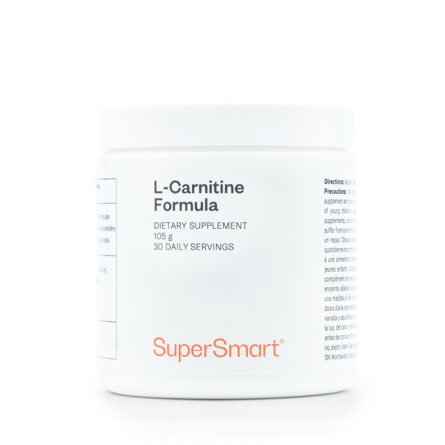 • L-Carnitine Formula Supersmart poeder pot citroensmaak
• L-carnitine supplement poeder Supersmart doseerschep
• acetyl L-carnitine en L-carnitine tartraat poeder supplement
• Supersmart L-carnitine formule sport supplement verpakking